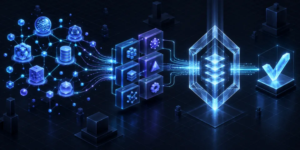 Knowledge graph components passing through a crystalline formal-verification gate