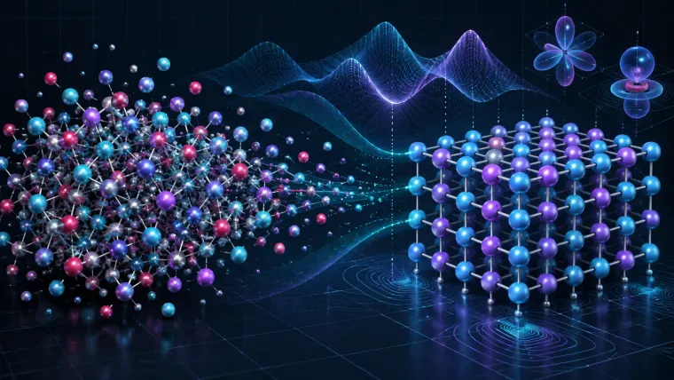 Disordered atoms transforming into an ordered crystalline lattice