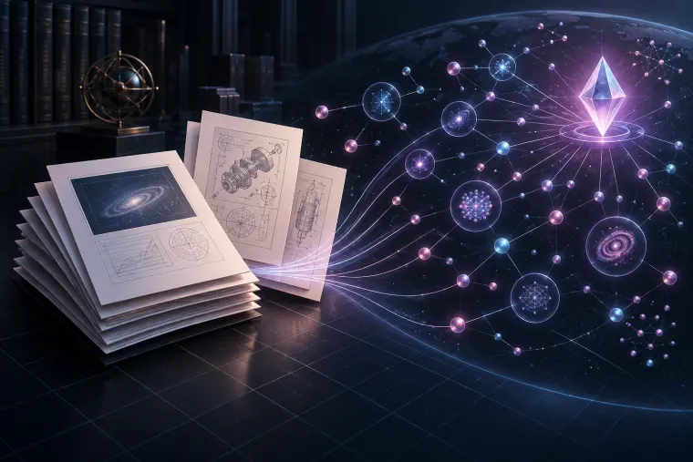 Research papers flowing into a growing scholarly impact network